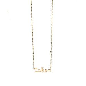 SHY BY SE by Sydney Evan GOLD PLATED STERLING SILVER TAKEN NECKLACE W/ DIAMOND
